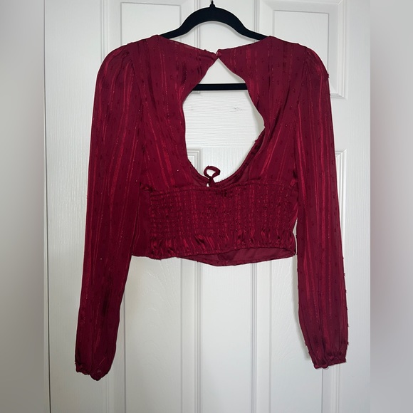 🌹Urban Romantics Red Sheer Cropped Top - Picture 2 of 8